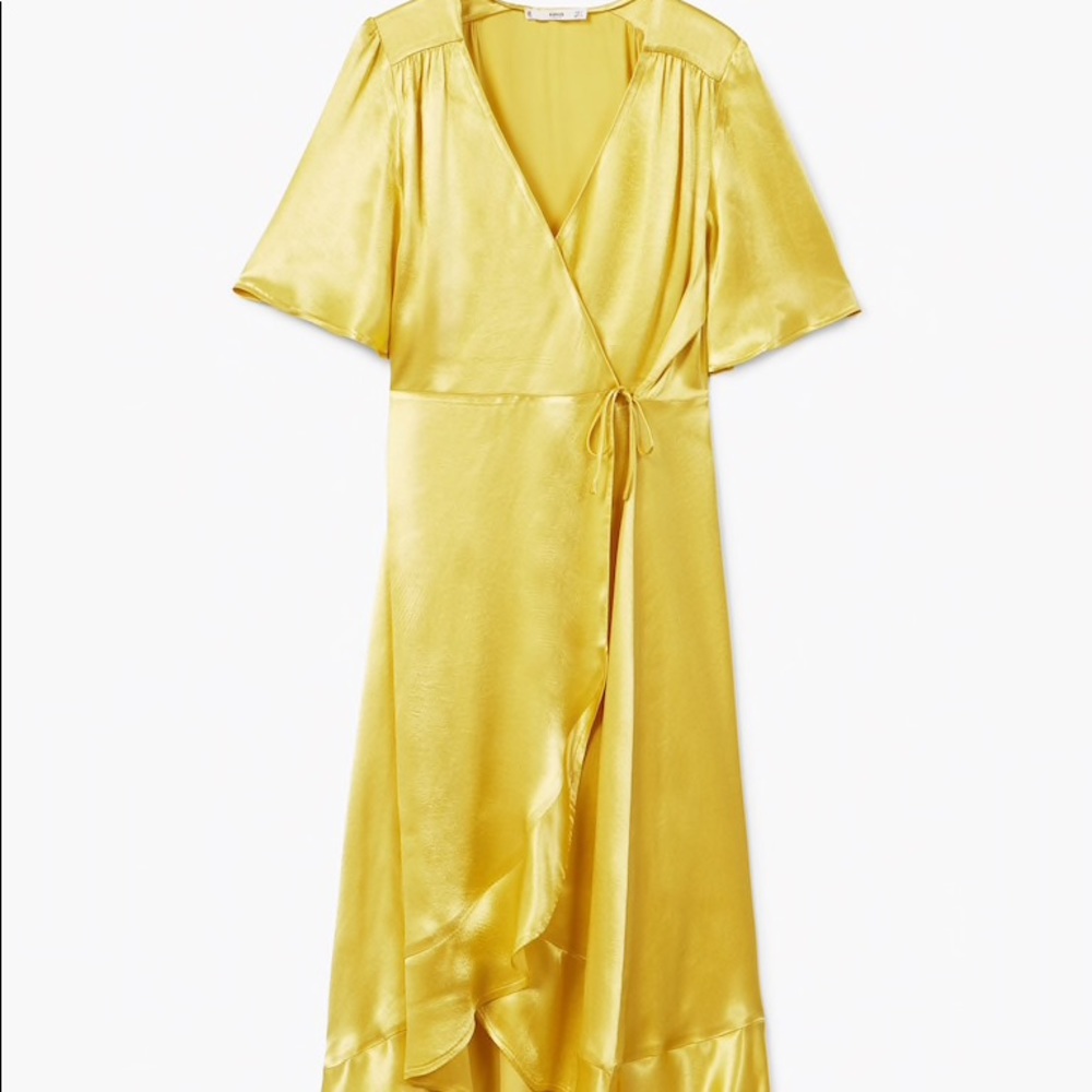 Yellow Ruffle Wrap Dress - Picture 2 of 6